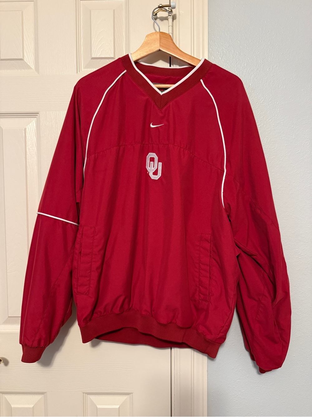 Nike Oklahoma Sooners OU Pullover Jacket Red White Size M Medium